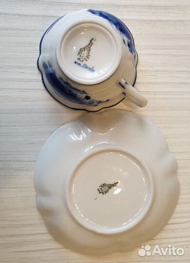 Чайная пара (чашка с блюдцем) Гжель