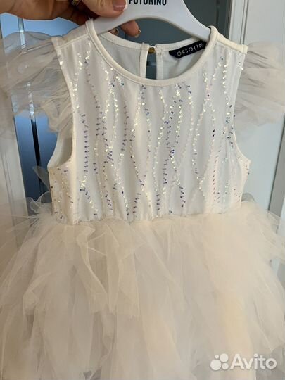 Платье снежинки белое праздничное 110