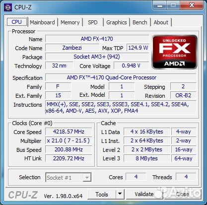 AM3+ AMD FX-4170 / 4 ядра до 4.3ghz 125W ремонт