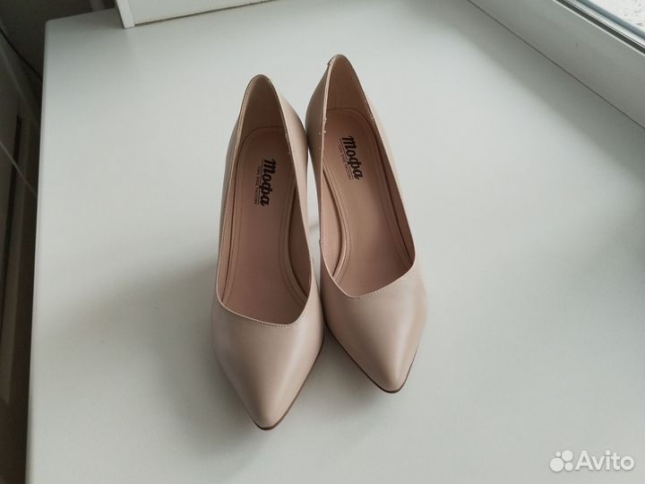 Туфли лодочки бежевые 37 кожа