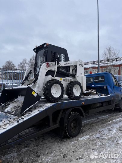 Чистка снега погрузчиком бобкет/ Аренда