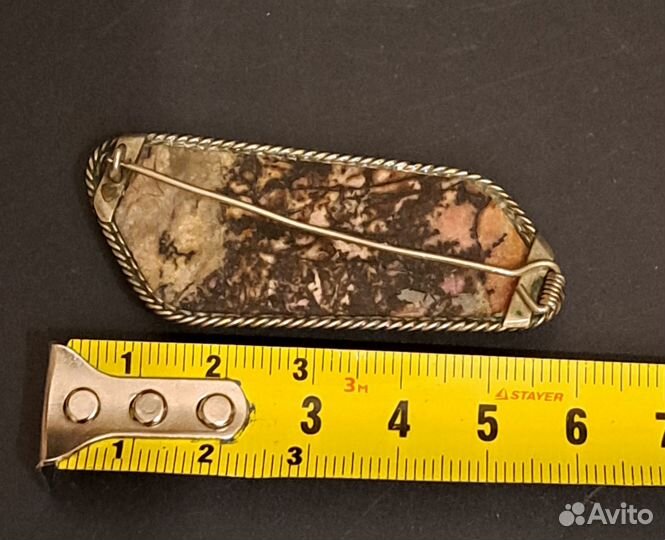 Брошь винтажная, натуральный камень, ручная работа