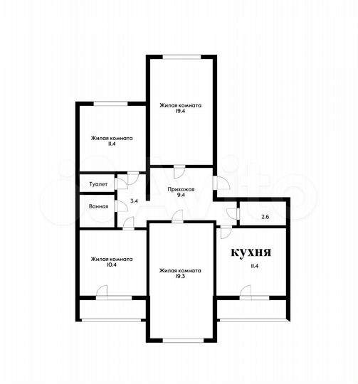 4-к. квартира, 92 м², 1/10 эт.