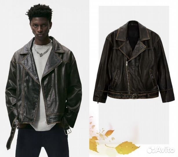 Винтажна косуха кожанная куртка Zara оригинал