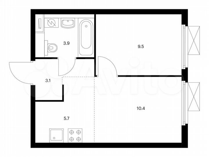2-к. квартира, 32,6 м², 28/33 эт.