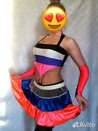 Костюм для танцев, шоу, карнавала. Триколор