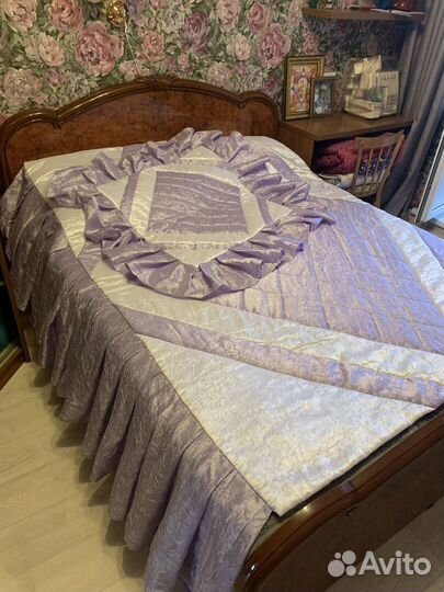 Покрывало на 2 х спальную кровать + тюль