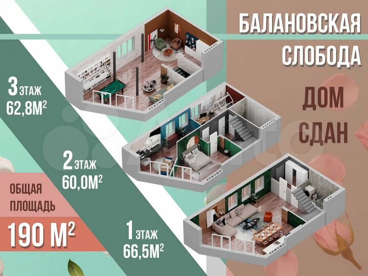 Таунхаус 200,3 м² на участке 1 сот.