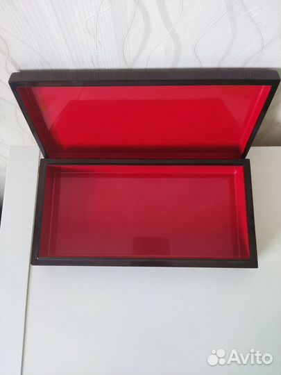 Шкатулка лак перламутр Китай винтаж