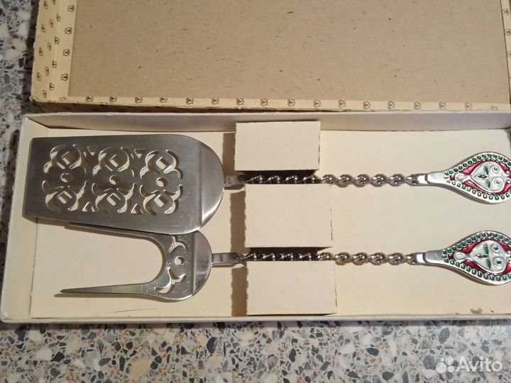 Советский набор приборов для торта новый