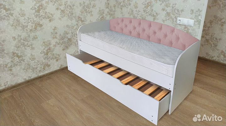 Кровать детская мягк спинка 2е спальное лдсп