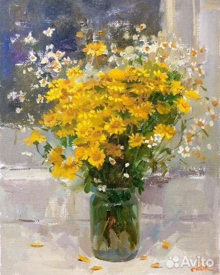 Картина масло полевые цветы рисую на заказ