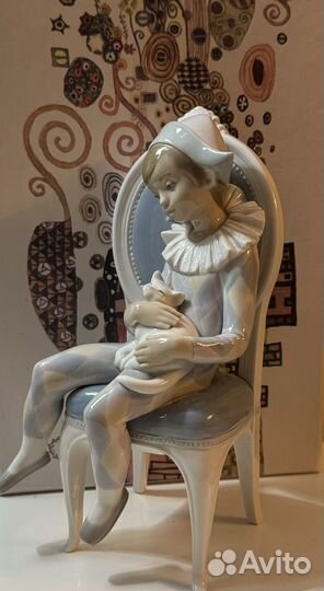 LLadro статуэтка Арлекин с котом Цирк Идеал