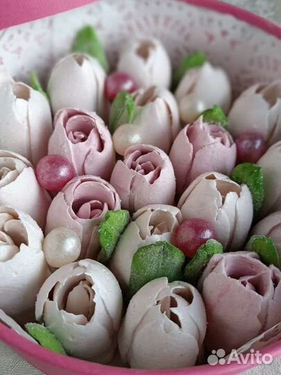 Цветы из зефира учителю