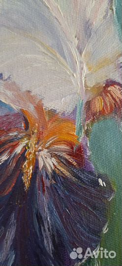 Картина масло холст цветок Ирис ручная работа