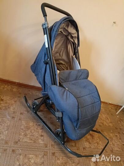 Коляска детская зимняя (межсезон) сани + колеса