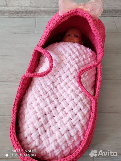 Люлька переноска из трикотажной пряжи