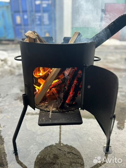 Казан чугунный с печкой комплект