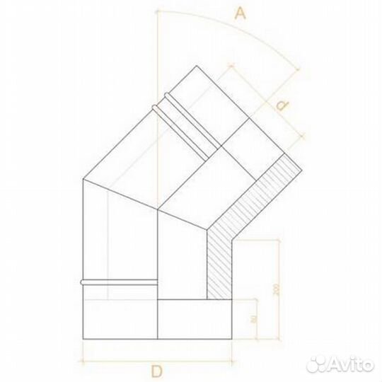 Отвод 45 вермилоджик d120х200 (430/0,5мм)