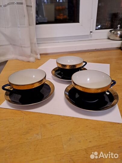 Фарфоровые чашки с блюдцем лфз СССР