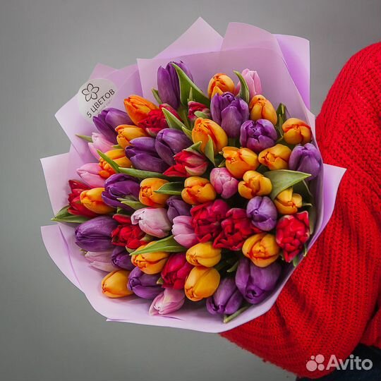 Букет 51 тюльпан микс, цветы доставка