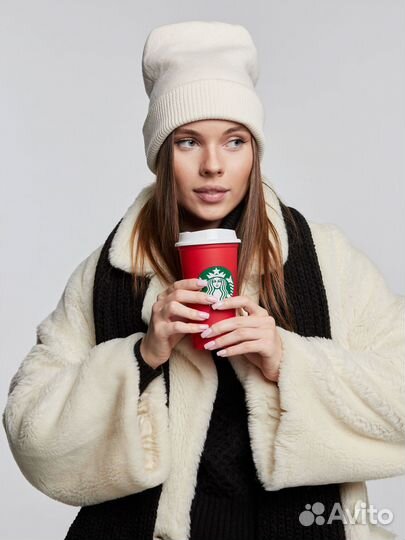 Двойная теплая шапка мелкой вязки Шапки Оптом