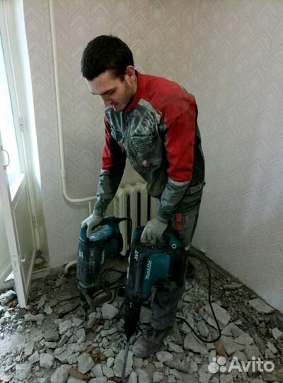 Демонтаж стяжки.Снос стен