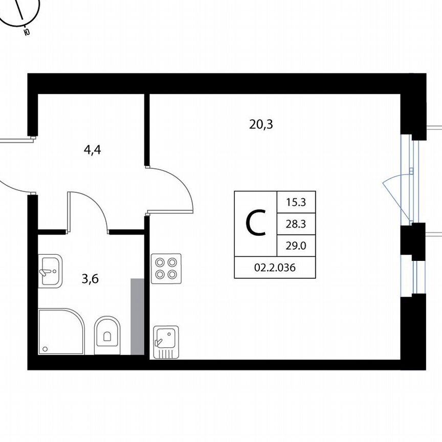 Квартира-студия, 29 м², 3/3 эт.