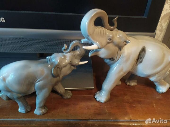 Фарфоровый слон лфз СССР пара