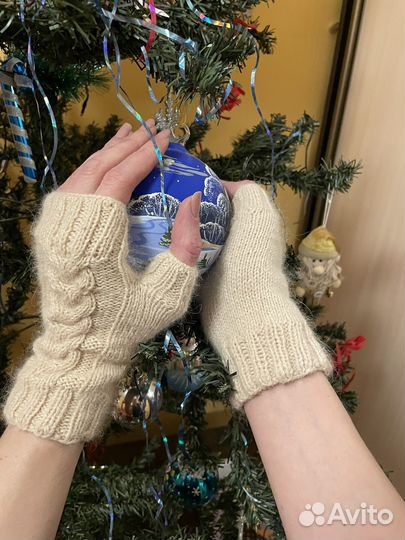 Митенки, пух норки, ручная работа