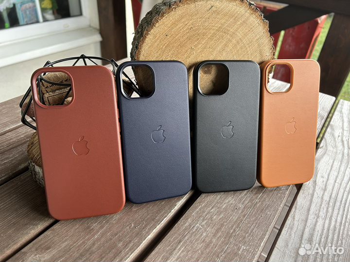 Кожаный чехол iPhone 14 черный