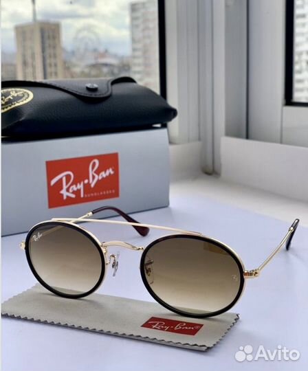 Очки ray ban oval double bringe коричневые