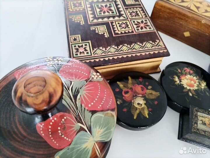 Лот шкатулок СССР Хохлома, Жостово