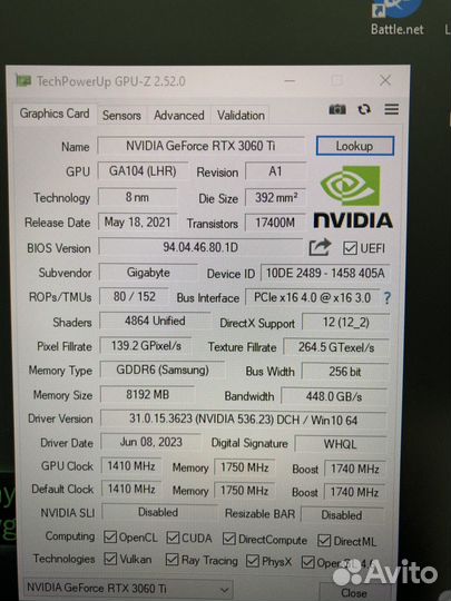 RTX 3060Ti 8Gb Gaming OC. Пломба, Samsung
