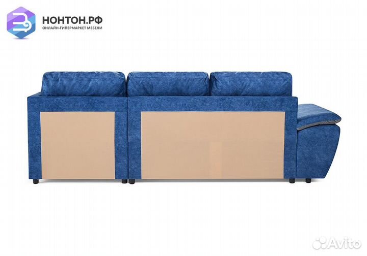 Диван угловой дельфин Риттэр синий / серый