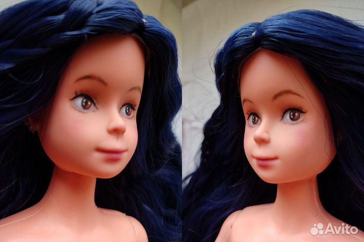 Парик темно-синий 7-8' (18-21см)для BJD