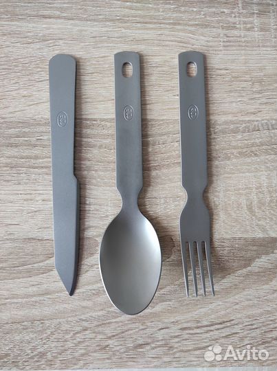 Ложка титановая, вилка, нож набор 3 предмета