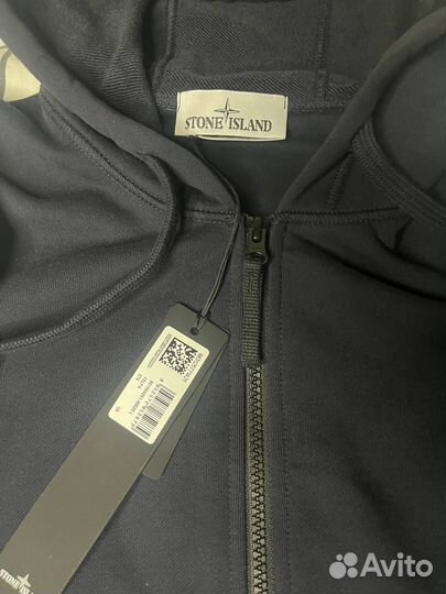Stone island Zip hoodie Темно-синяя