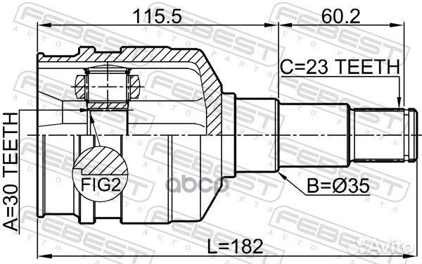 Шрус внутренний левый 30x35x23 toyota crown