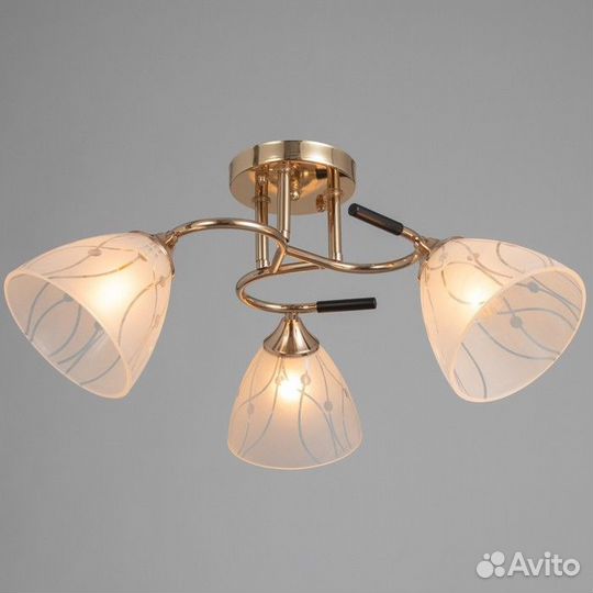 Люстра 'Луиза' 3х60Вт Е27 золото 48х48х24см