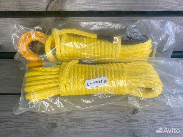 Трос квадроциклетный синтетический с крюком 6мм 15
