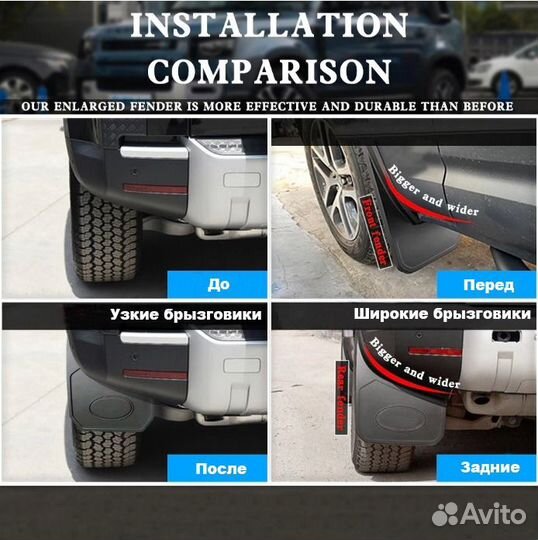 Брызговики широкие, большие Land Rover Defender