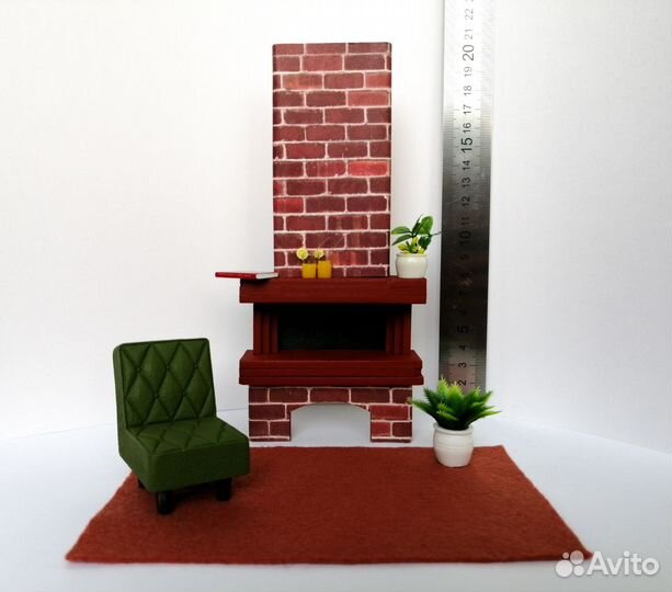 Камин для кукол, мебель для кукол из фанеры