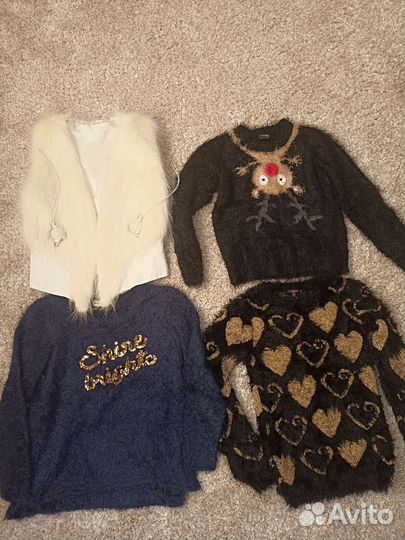 Кофта травка и жилет меховой на девочку 152-158