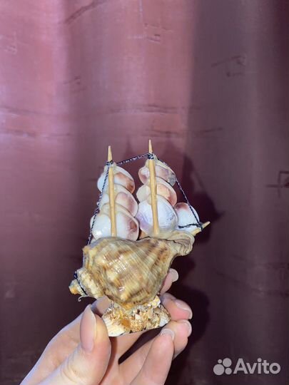 Модель кораблика из ракушки