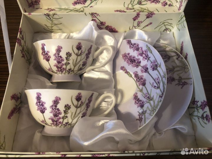 Чайная пара из костяного фарфора Butterfly Лаванда