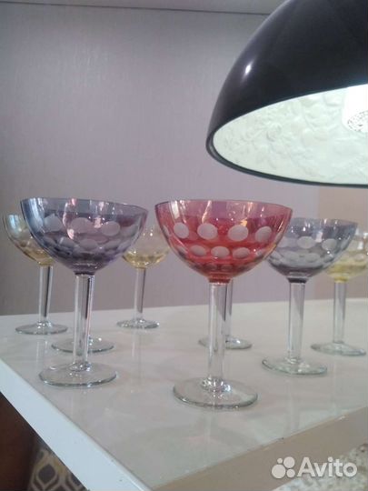 Фужеры Зонтики Старая Богемия.двухслойные