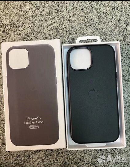 Кожанный чехол на айфон 15 с magsave