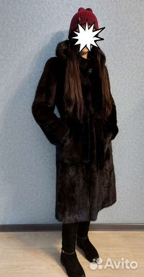 Шуба норковая классика 105см длина. 42-46