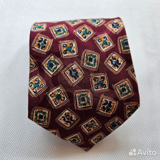 Шелковый галстук винтаж 1990е новый шелк